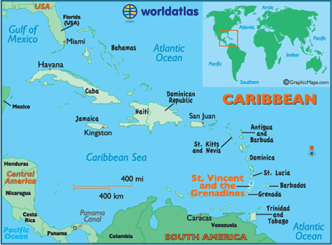 saint vincent the grenadines caribbean map